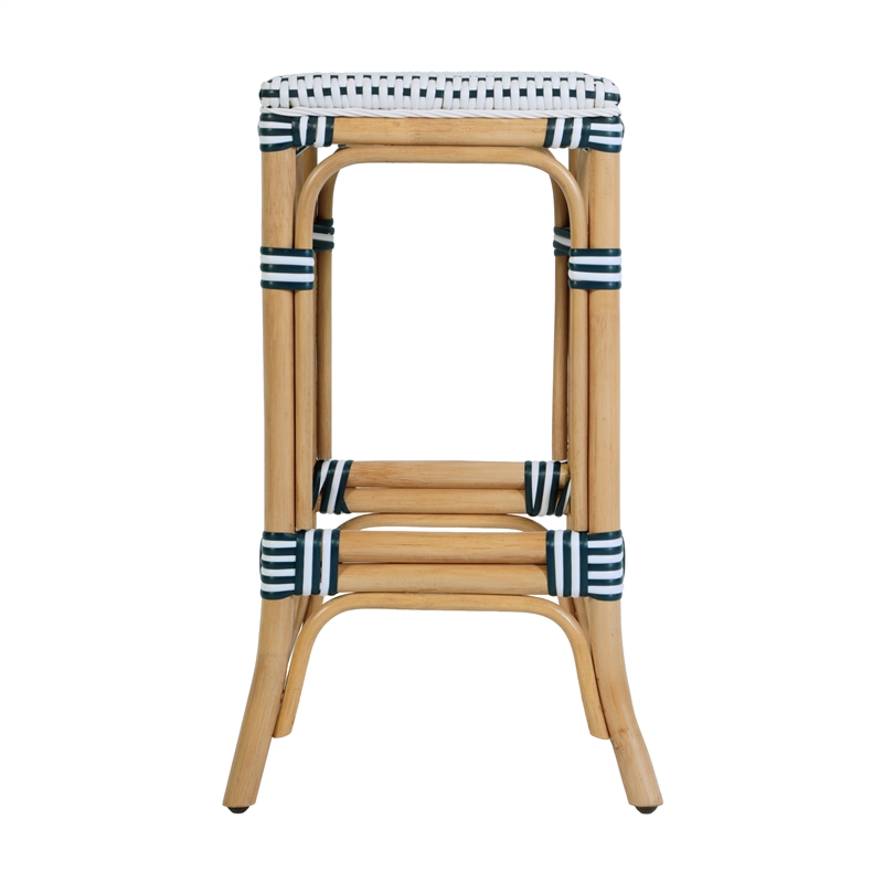 Butler Specialty Company Laguna 24.5 in. Seat Height Rattan Counter Stool - White and Navy