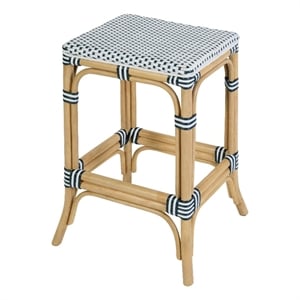 Butler Specialty Company Laguna 24.5 in. Seat Height Rattan Counter Stool - White and Navy