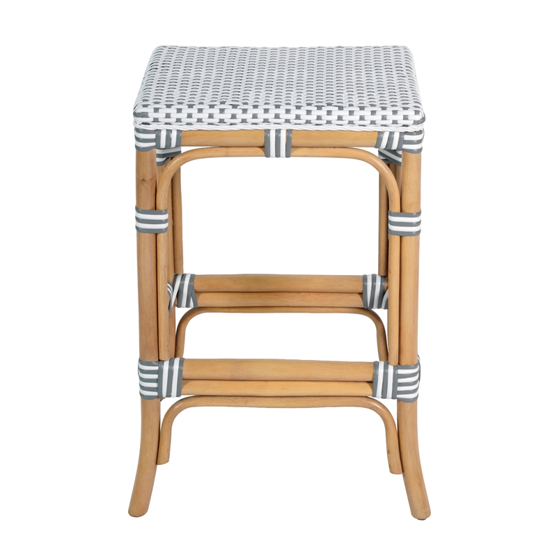 Butler Specialty Company Laguna 24.5 in. Seat Height Rattan Counter Stool - White and Gray
