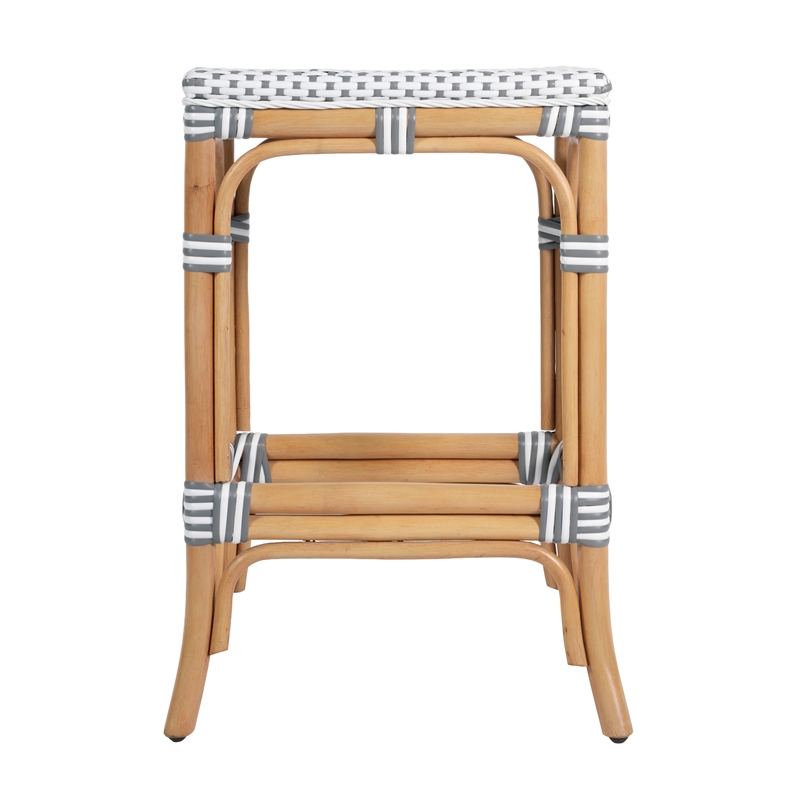 Butler Specialty Company Laguna 24.5 in. Seat Height Rattan Counter Stool - White and Gray