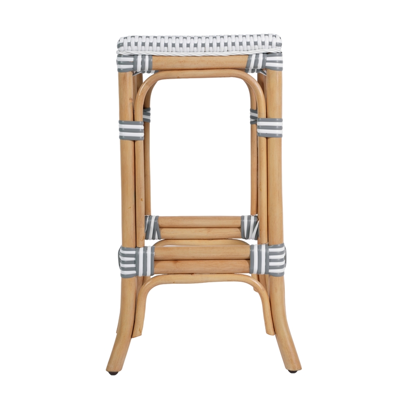 Butler Specialty Company Laguna 24.5 in. Seat Height Rattan Counter Stool - White and Gray