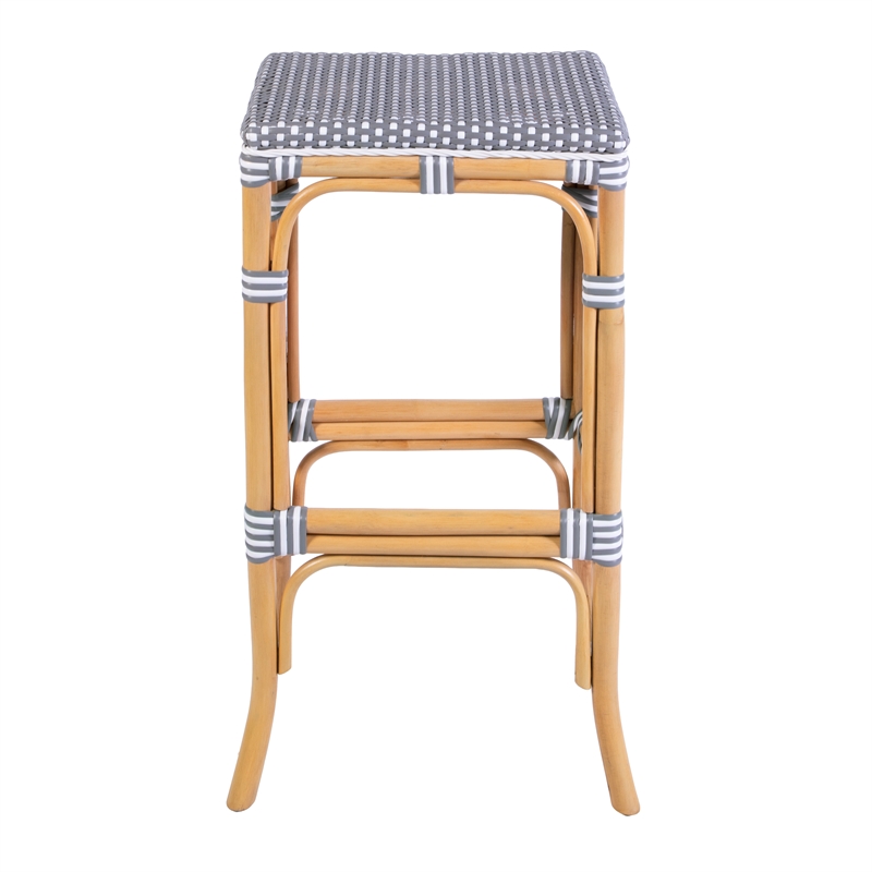 Butler Specialty Company Laguna 30.5 in. Seat Height Rattan Bar Stool - Gray and White