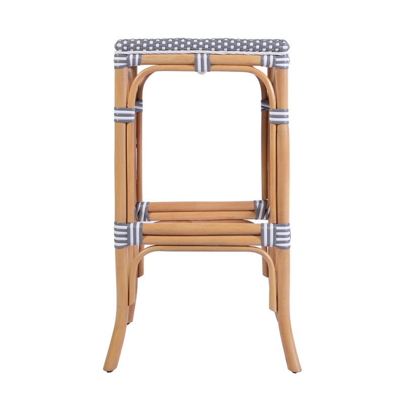 Butler Specialty Company Laguna 30.5 in. Seat Height Rattan Bar Stool - Gray and White