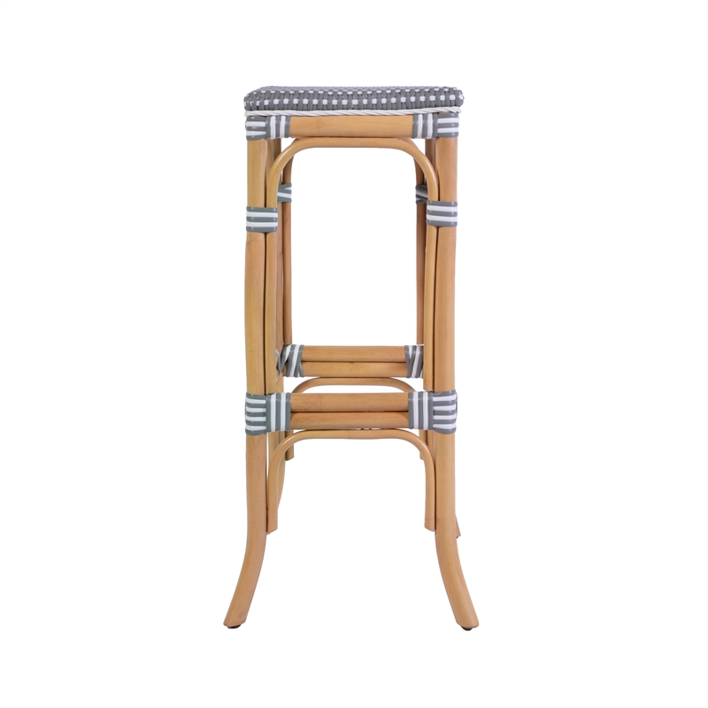 Butler Specialty Company Laguna 30.5 in. Seat Height Rattan Bar Stool - Gray and White