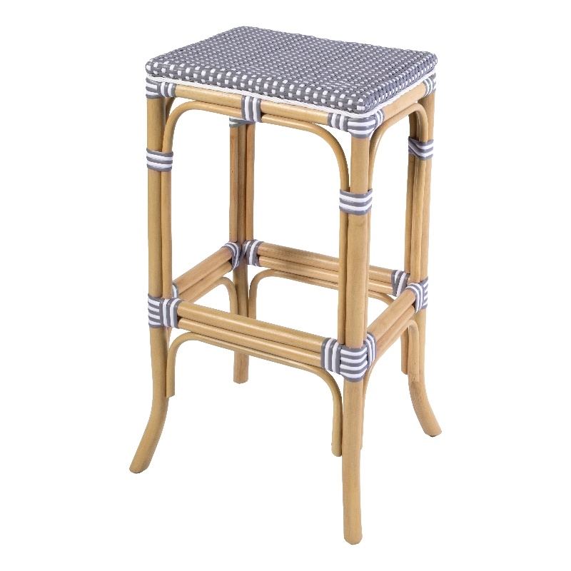 Butler Specialty Company Laguna 30.5 in. Seat Height Rattan Bar Stool - Gray and White