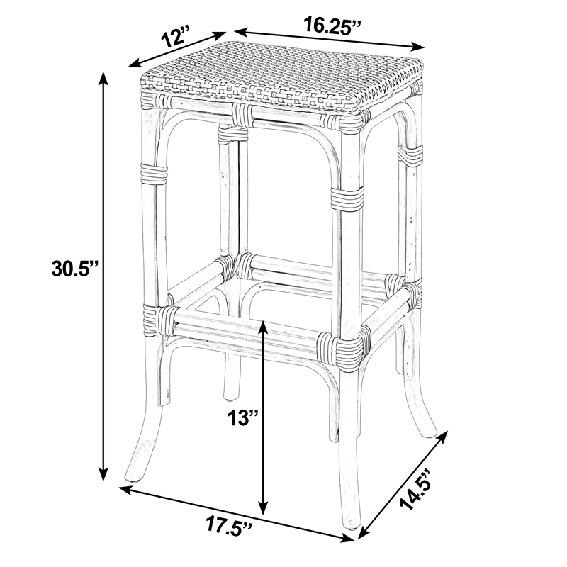 Butler Specialty Company Laguna 30.5 in. Seat Height Rattan Bar Stool - Smooth White