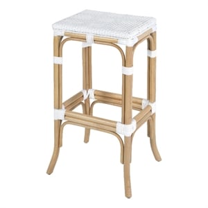Butler Specialty Company Laguna 30.5 in. Seat Height Rattan Bar Stool - Smooth White