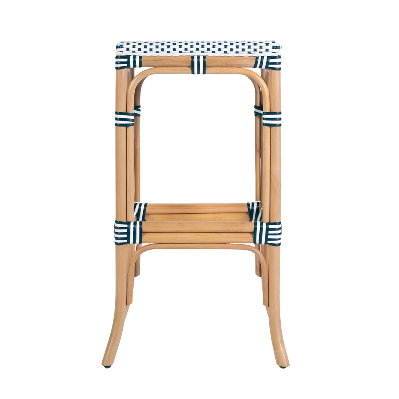 Butler Specialty Company Laguna 30.5 in. Seat Height Rattan Bar Stool - White and Navy