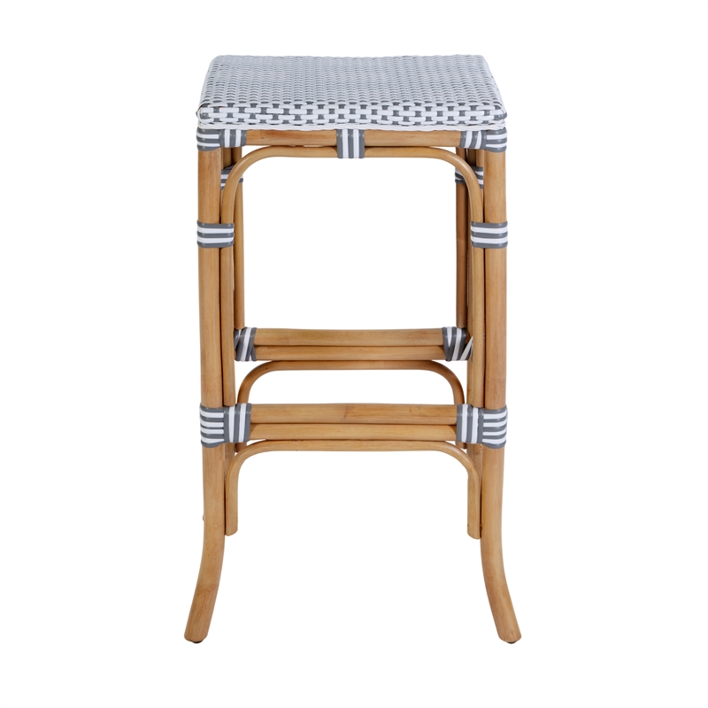 Butler Specialty Company Laguna 30.5 in. Seat Height Rattan Bar Stool - White and Gray