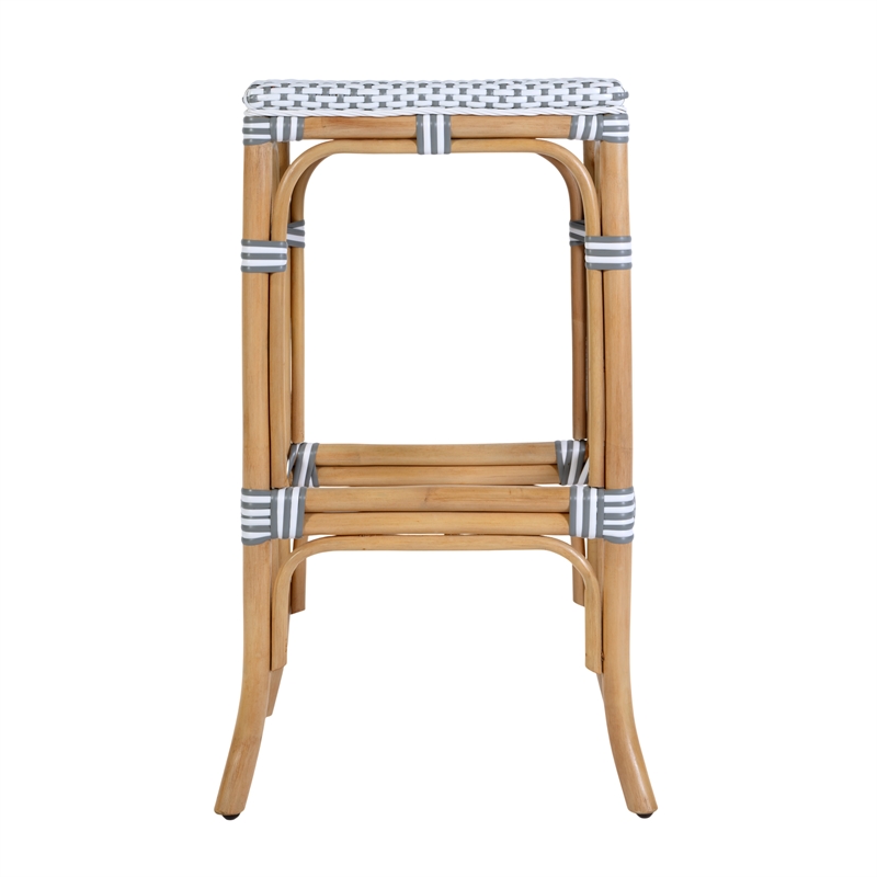 Butler Specialty Company Laguna 30.5 in. Seat Height Rattan Bar Stool - White and Gray