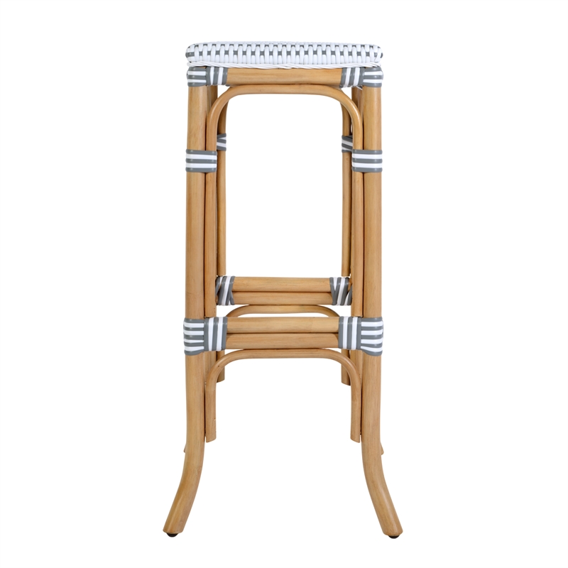 Butler Specialty Company Laguna 30.5 in. Seat Height Rattan Bar Stool - White and Gray