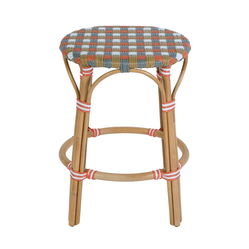 Butler Specialty Company Ballito 24 in. Seat Height Oval Rattan Counter Stool - Orange and Brown