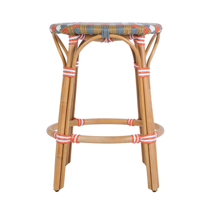 Butler Specialty Company Ballito 24 in. Seat Height Oval Rattan Counter Stool - Orange and Brown