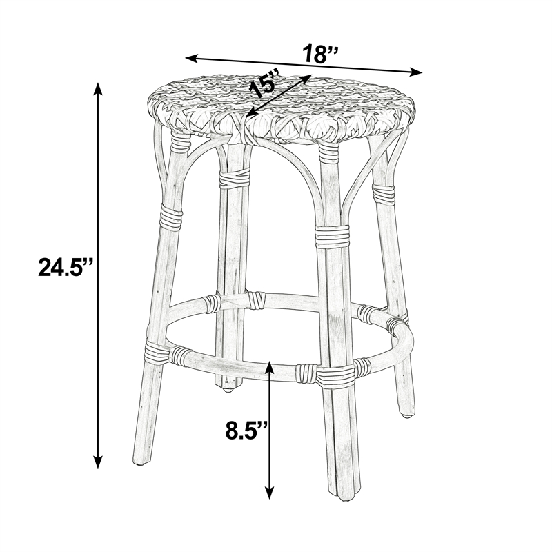 Butler Specialty Company Ballito 24 in. Seat Height Oval Rattan Counter Stool - Orange and Brown