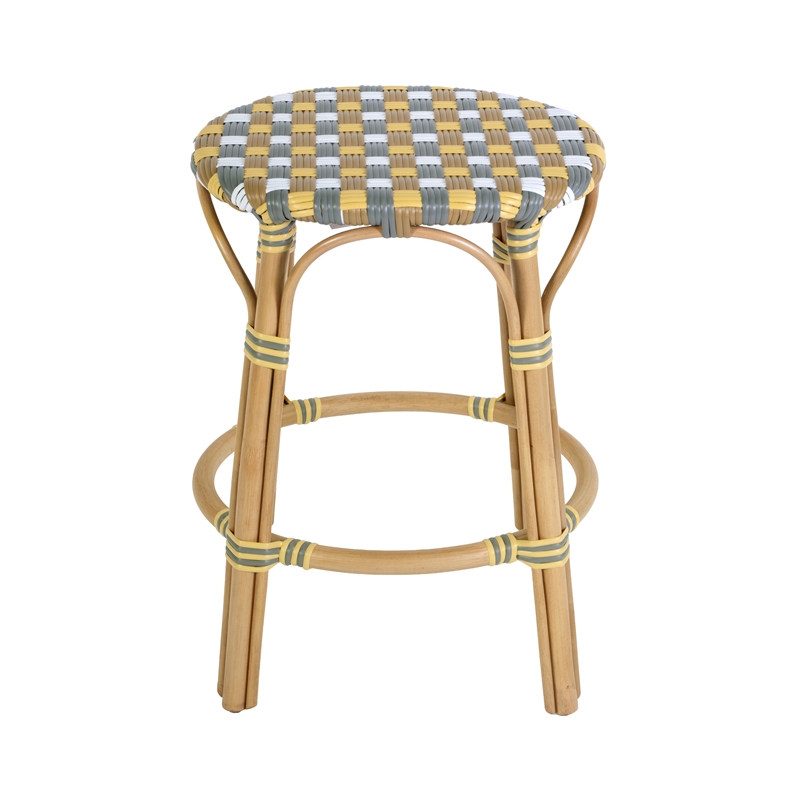 Butler Specialty Company Ballito 24 in. Seat Height Oval Rattan Counter Stool - Yellow and Brown