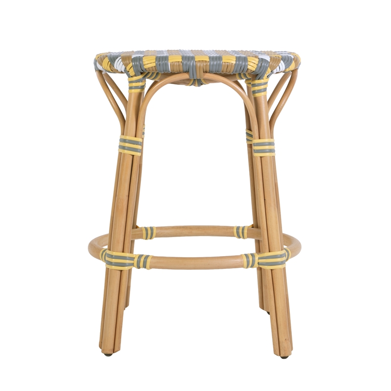 Butler Specialty Company Ballito 24 in. Seat Height Oval Rattan Counter Stool - Yellow and Brown