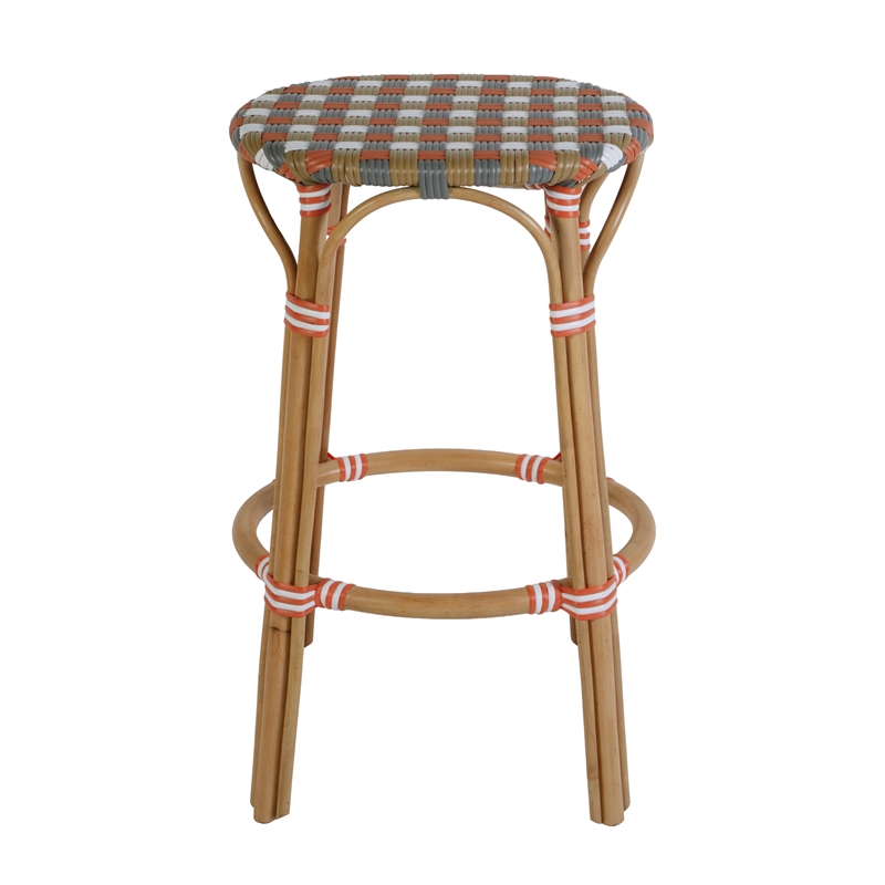 Butler Specialty Company Ballito 30 in. Seat Height Oval Rattan Bar Stool - Orange and Brown