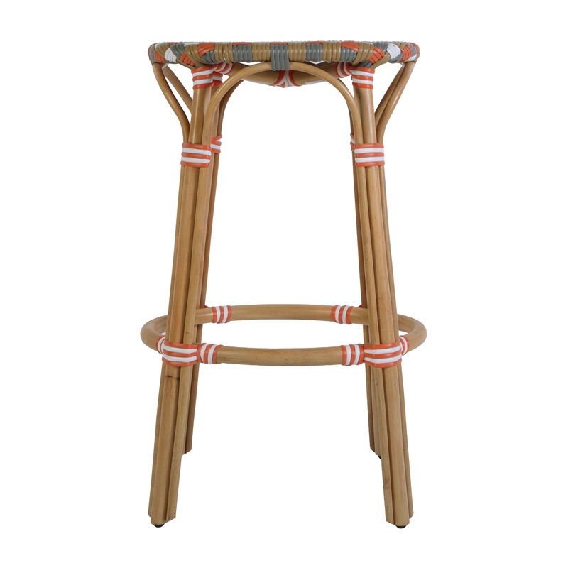 Butler Specialty Company Ballito 30 in. Seat Height Oval Rattan Bar Stool - Orange and Brown