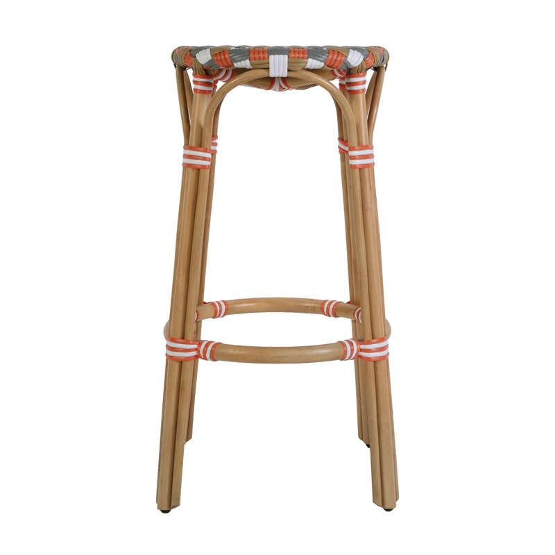 Butler Specialty Company Ballito 30 in. Seat Height Oval Rattan Bar Stool - Orange and Brown