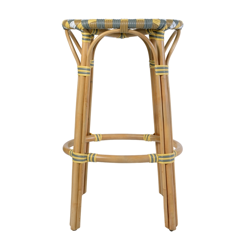 Butler Specialty Company Ballito 30 in. Seat Height Oval Rattan Bar Stool - Yellow and Brown
