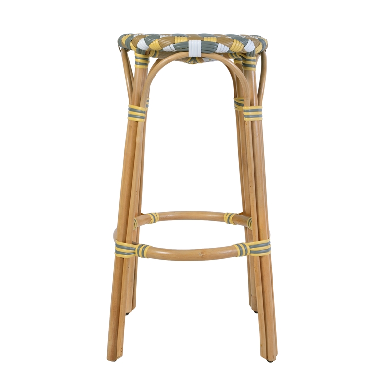 Butler Specialty Company Ballito 30 in. Seat Height Oval Rattan Bar Stool - Yellow and Brown