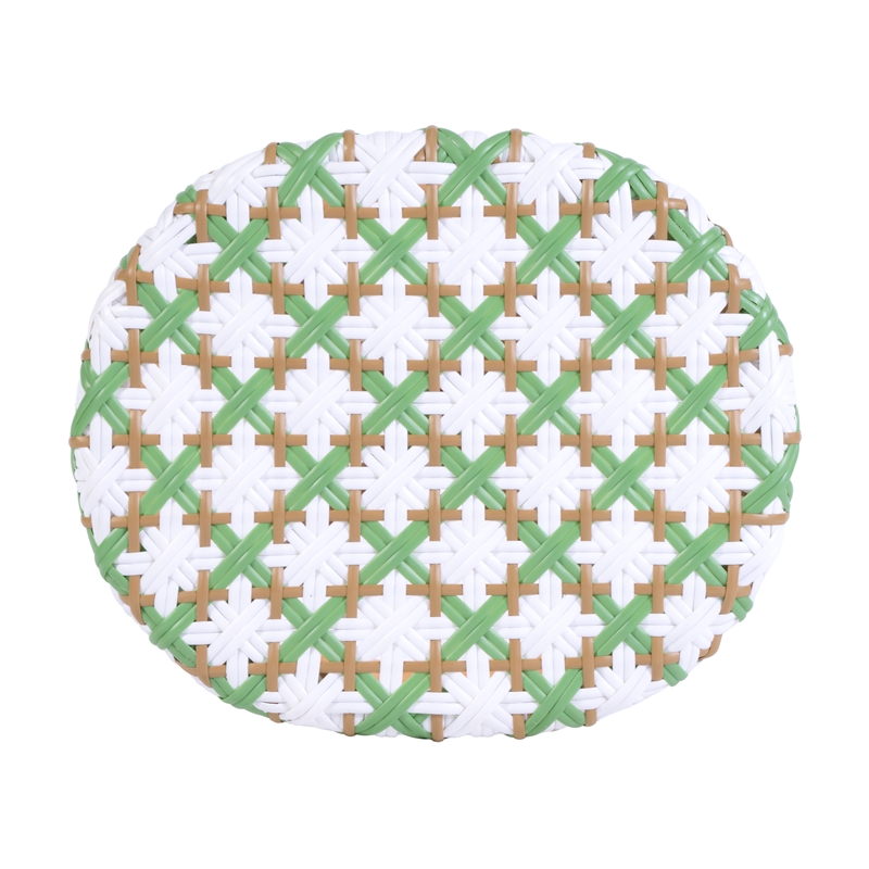Butler Specialty Company Ballito 30 in. Seat Height Oval Rattan Bar Stool - White and Green