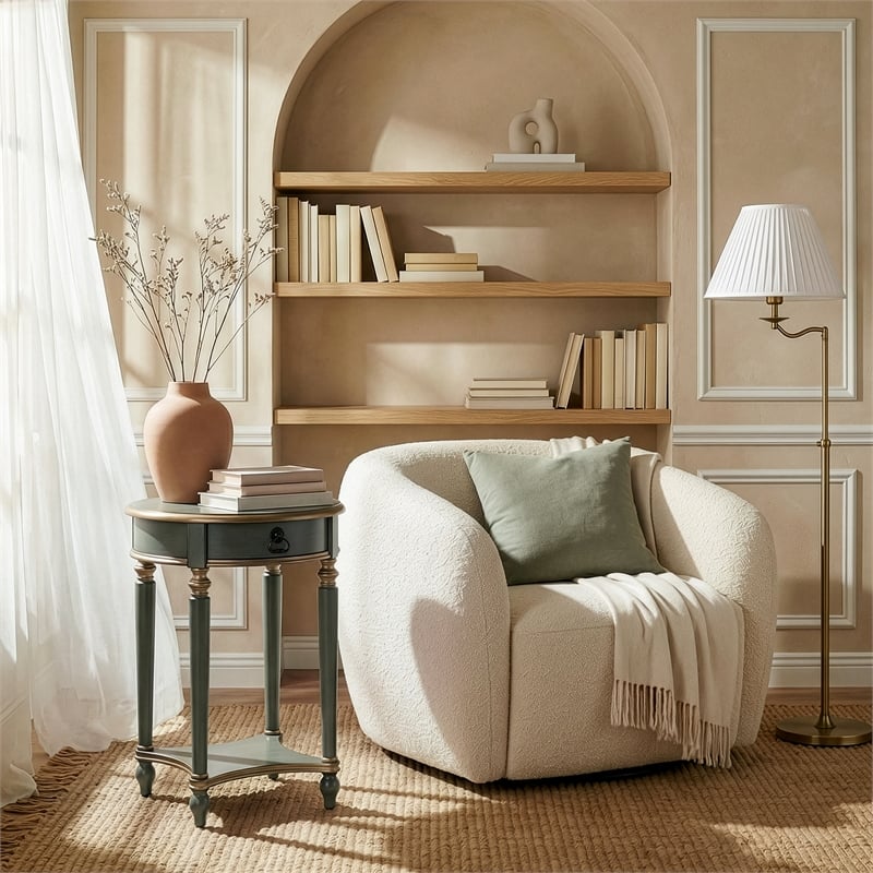 Butler Specialty Company Jules 17.5 in. W Round Wood 1 Drawer End Table - Pastel Green