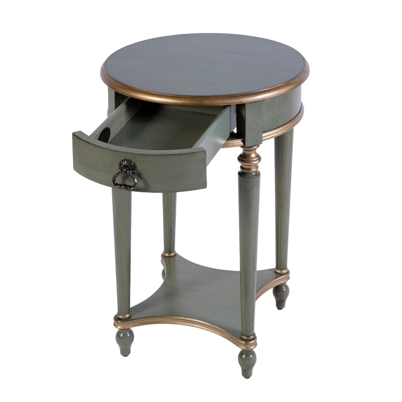 Butler Specialty Company Jules 17.5 in. W Round Wood 1 Drawer End Table - Pastel Green