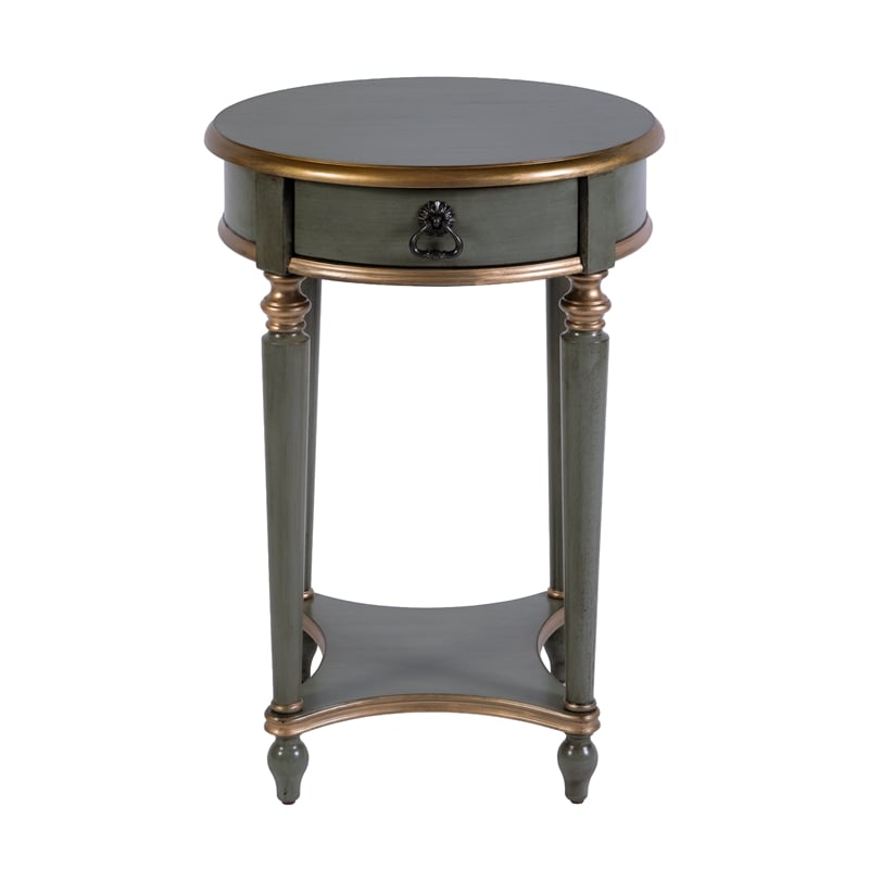 Butler Specialty Company Jules 17.5 in. W Round Wood 1 Drawer End Table - Pastel Green