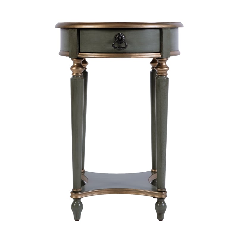 Butler Specialty Company Jules 17.5 in. W Round Wood 1 Drawer End Table - Pastel Green