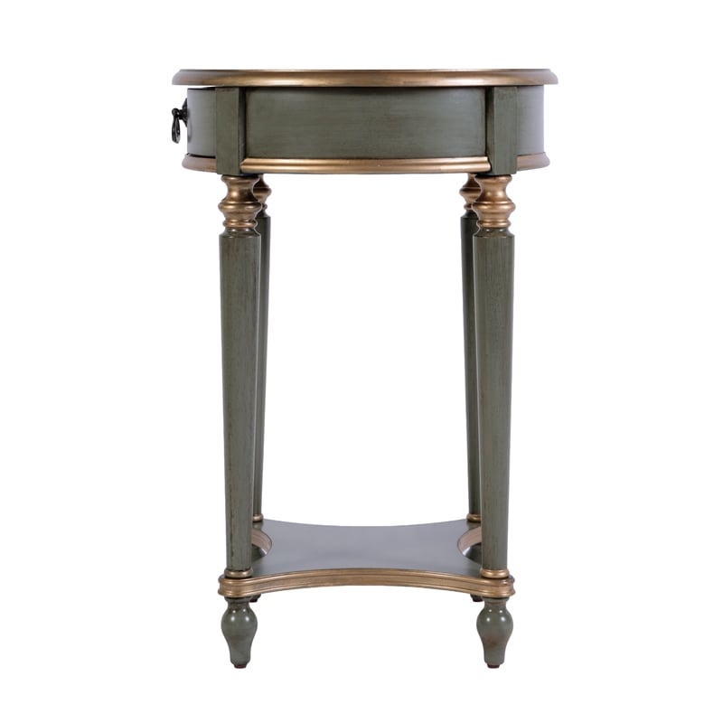 Butler Specialty Company Jules 17.5 in. W Round Wood 1 Drawer End Table - Pastel Green