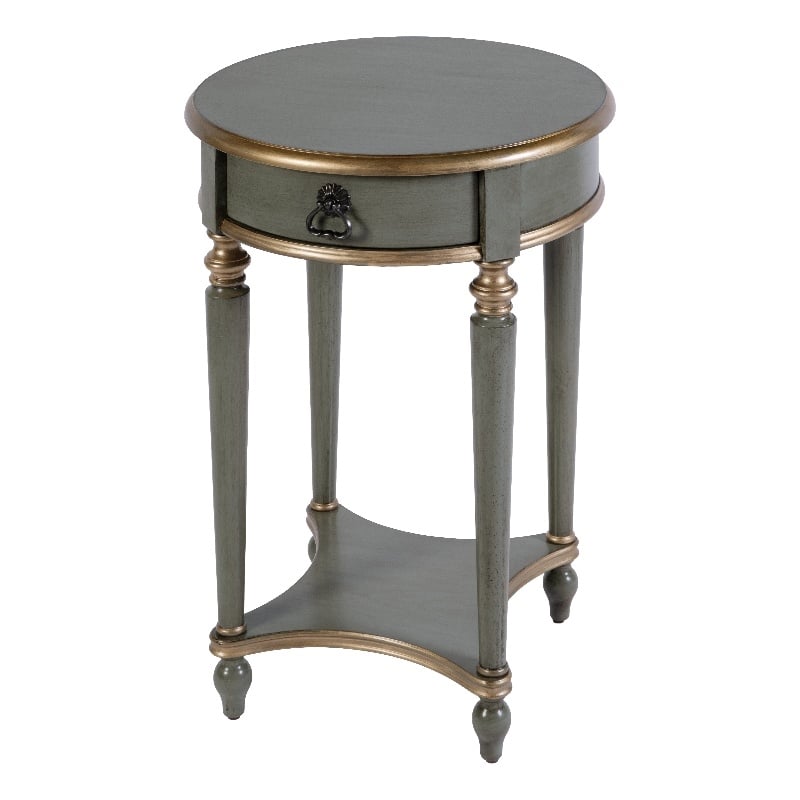 Butler Specialty Company Jules 17.5 in. W Round Wood 1 Drawer End Table - Pastel Green