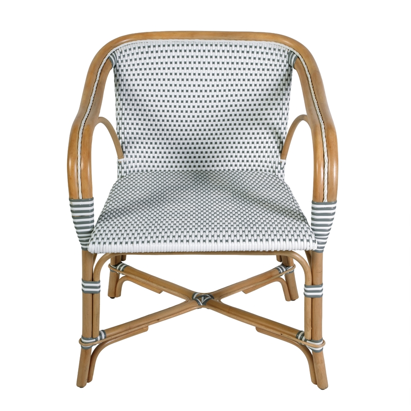 Butler Specialty Company Portofino 18.75 in. Seat Height Rattan Arm Chair - White and Gray