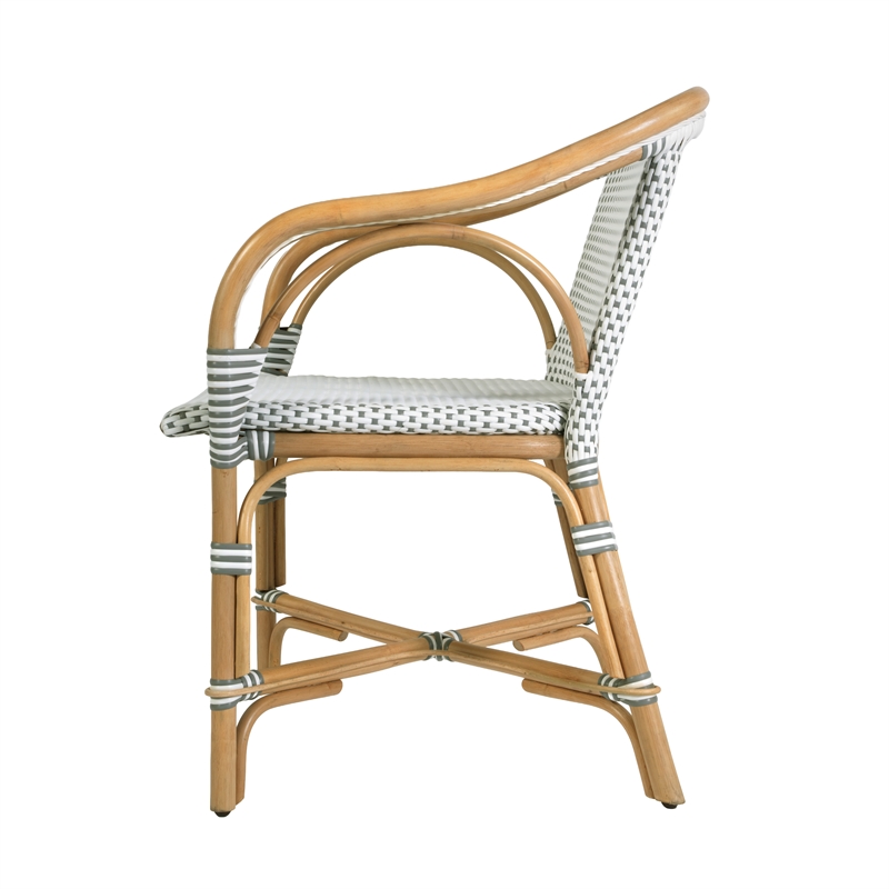 Butler Specialty Company Portofino 18.75 in. Seat Height Rattan Arm Chair - White and Gray