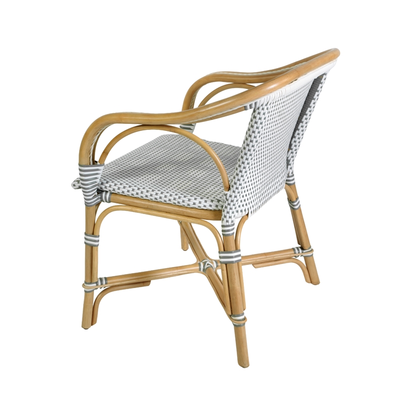 Butler Specialty Company Portofino 18.75 in. Seat Height Rattan Arm Chair - White and Gray