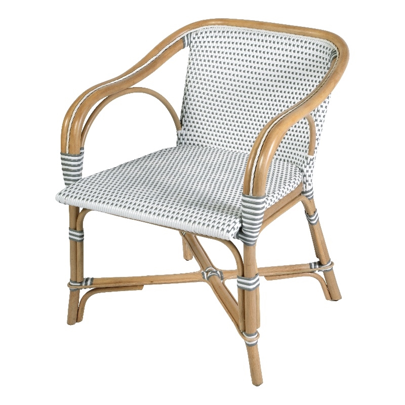 Butler Specialty Company Portofino 18.75 in. Seat Height Rattan Arm Chair - White and Gray