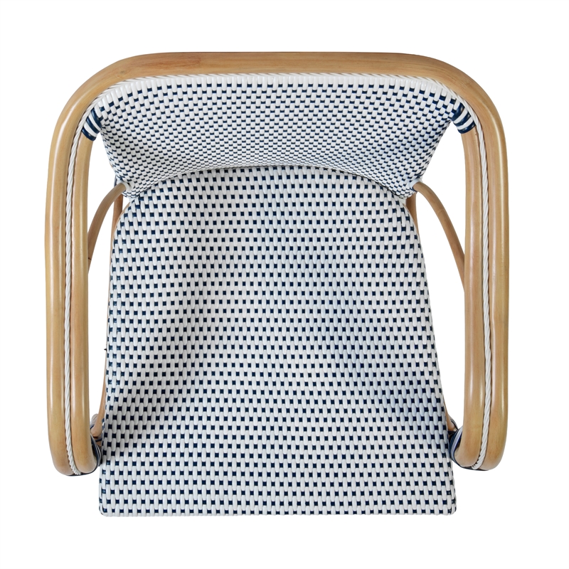 Butler Specialty Company Portofino 18.75 in. Seat Height Rattan Arm Chair - White and Navy