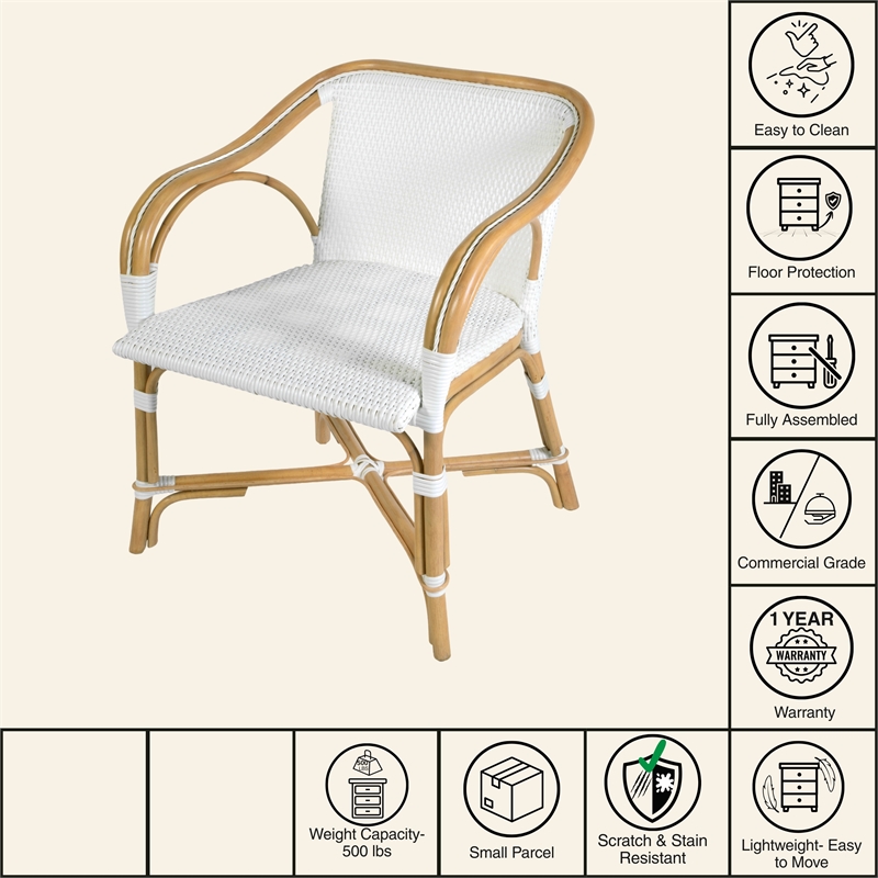 Butler Specialty Company Portofino 18.75 in. Seat Height Rattan Arm Chair - Smooth White