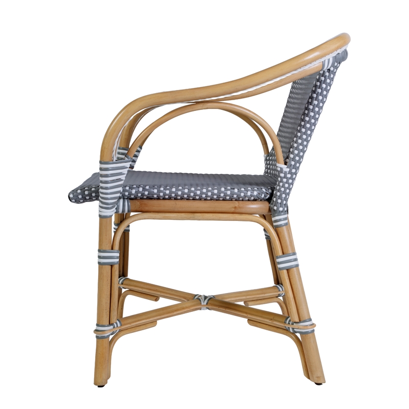 Butler Specialty Company Portofino 18.75 in. Seat Height Rattan Arm Chair - Gray and White