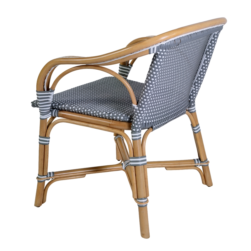 Butler Specialty Company Portofino 18.75 in. Seat Height Rattan Arm Chair - Gray and White