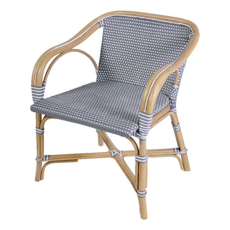 Butler Specialty Company Portofino 18.75 in. Seat Height Rattan Arm Chair - Gray and White