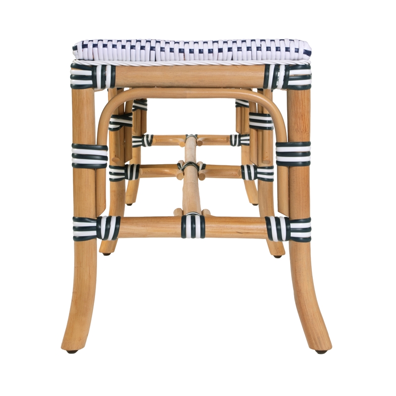 Butler Specialty Company Laguna 66.5 in. W Rattan Backless Accent Bench - White and Navy