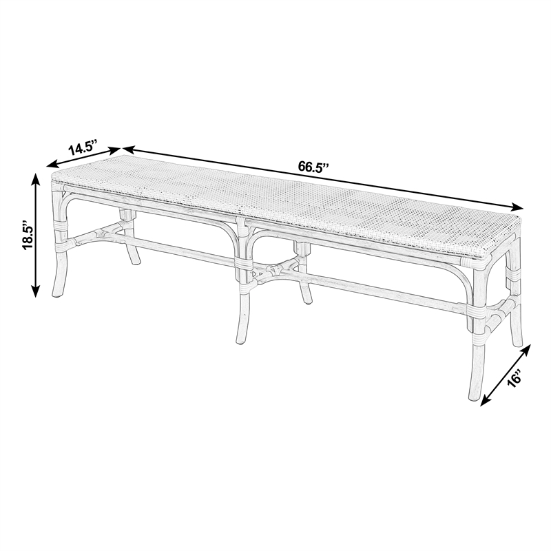 Butler Specialty Company Laguna 66.5 in. W Rattan Backless Accent Bench - Smooth White