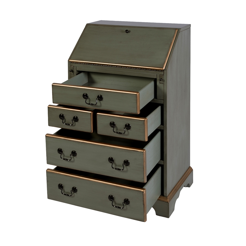 Butler Specialty Company Danforth 25.5 in. W Rectangular Wood 5 Drawer Secretary - Pastel Green