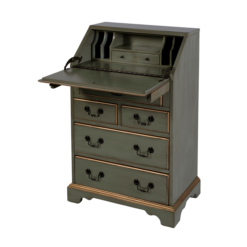 Butler Specialty Company Danforth 25.5 in. W Rectangular Wood 5 Drawer Secretary - Pastel Green