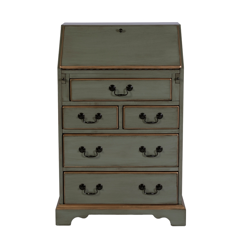 Butler Specialty Company Danforth 25.5 in. W Rectangular Wood 5 Drawer Secretary - Pastel Green