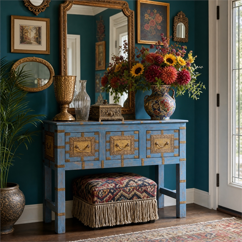 Butler Specialty Company Erika 42 in. W Wood Console Table - Blue