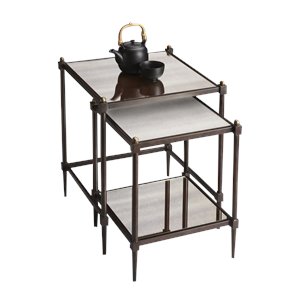 butler specialty metalworks 2 piece nesting table set in pewter