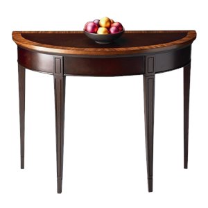 butler specialty transitional demilune console table in cherry nouveau