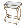 Butler Specialty 2 Piece Glass Top Nesting Table Set In Antique Gold